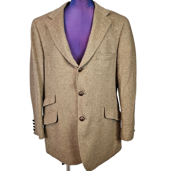 Vintage Chaps Ralph Lauren Tan Camel Hair Blazer Sports Jacket‎ Size 45R Men's - Picture 1 of 12